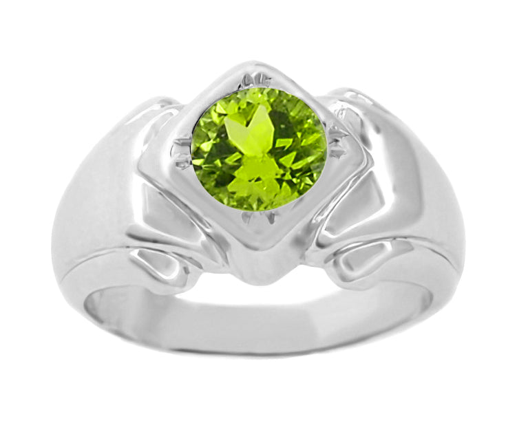 Men's Ring With Peridot Or Other Gemstone, Custom Made In Thailand